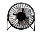 Mini Fan Silent Strong Wind USB Charging Metal Wrought Iron Student Desk Electric Fan for Office -Black - Black