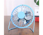 Mini Fan Silent Strong Wind USB Charging Metal Wrought Iron Student Desk Electric Fan for Office -Blue - Blue