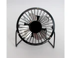 Mini Fan Silent Strong Wind USB Charging Metal Wrought Iron Student Desk Electric Fan for Office -Black - Black
