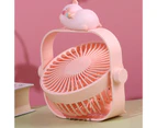 Mini Fan Portable Strong Wind 3 Speed Cute Cartoon Desktop USB Cooling Fan for Kids Room-Dusty Pink - Dusty Pink