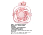 Mini Fan Portable Strong Wind 3 Speed Cute Cartoon Desktop USB Cooling Fan for Kids Room-Pink - Pink