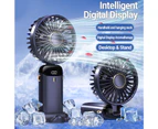Mini Fan Silent Powerful Digital Display Fashion 5-speed Wind Handheld Cooling Fan for Dorm -Blue - Blue
