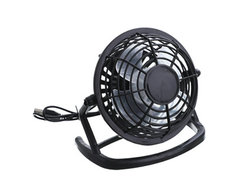 Mini Fan Quiet 4 Blades Stable Base Strong Wind Easy to Carry Cooling 3 Colors 360 Degree Rotation USB Fan for Dormitory-Black - Black