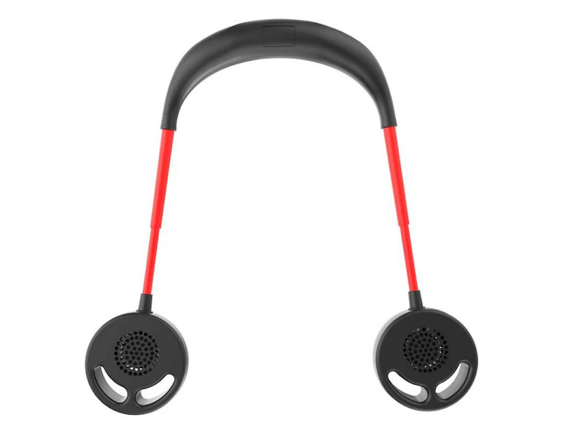 Mini Portable Folding USB Rechargeable Neckband Neck Hang Sports Cooling Fan-Black Red - Black Red