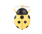 Mini Portable Ladybird Shaped USB Rechargeable Fan LED Fill Light Makeup Mirror-Yellow - Yellow