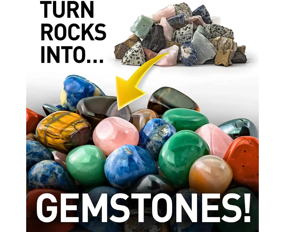 Rock Tumbler Kit Turns Rough Rocks into Beautiful Gems With Button