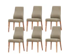 Rosemallow Dining Chair Set of 6 PU Leather Seat Solid Messmate Timber - Silver