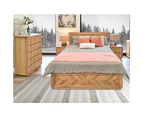 Rosemallow 4pc King Bed Frame Bedroom Suite Timber Bedside Tallboy Package Set