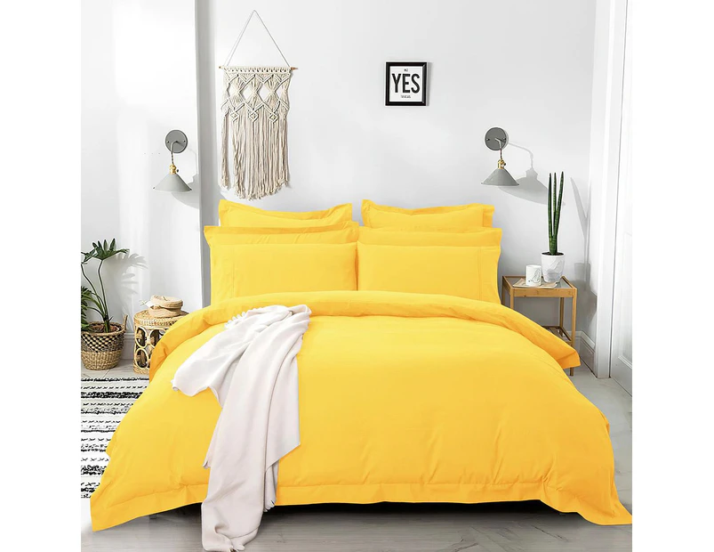 Tailored 1000TC Ultra Soft Quilt/Doona/Duvet Cover Set (Single/Double/Queen/King/Super King Size Bed) - Yellow