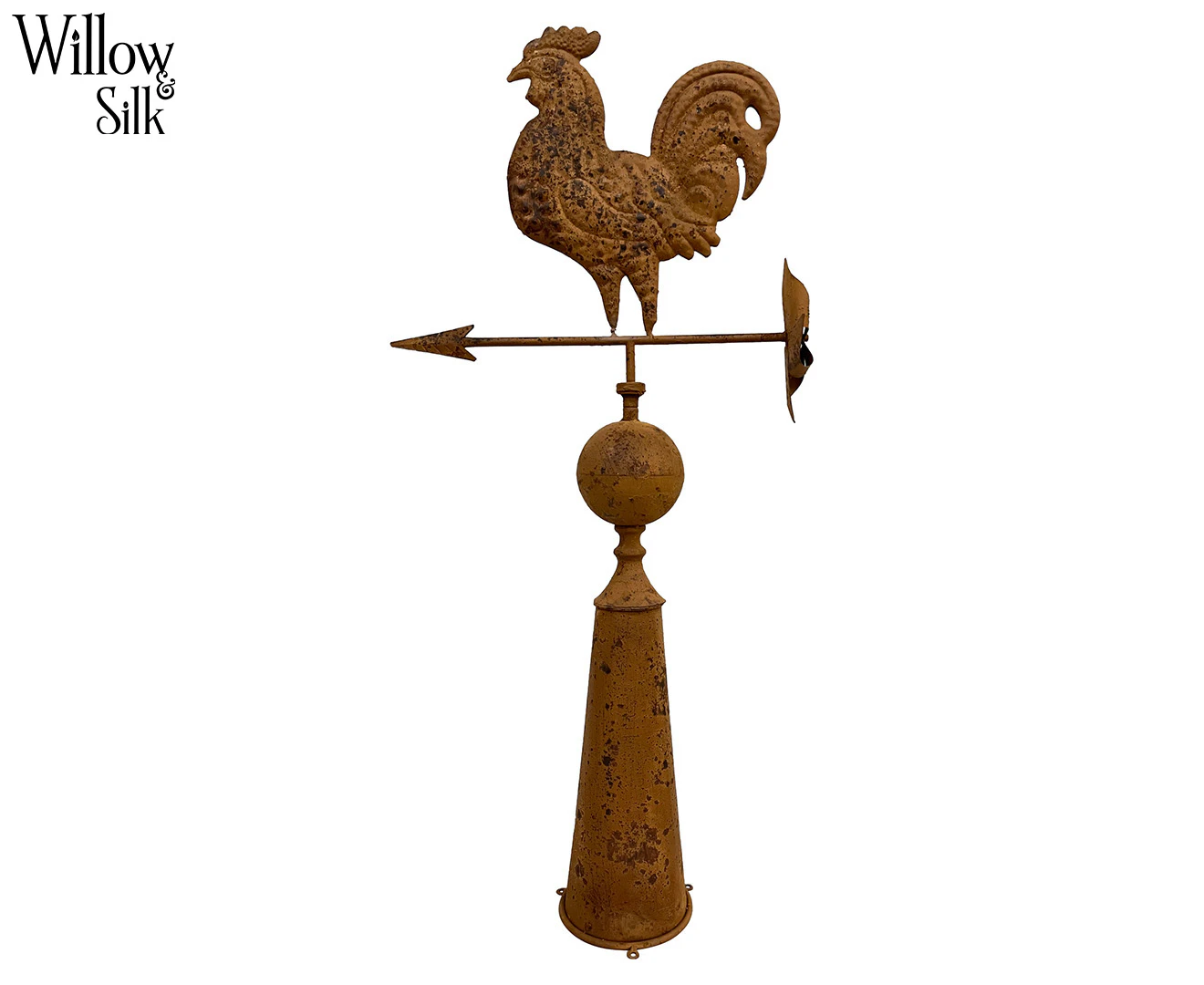 Willow & Silk Rooster Weather Vane Ornament - Rust