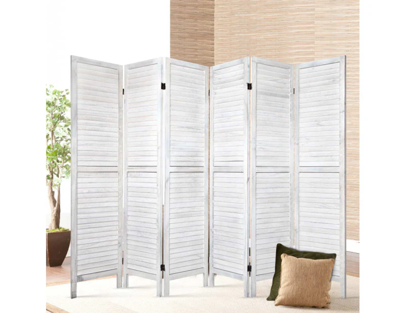 Artiss 6 Panel Room Divider Screen 245x170cm Louver White