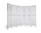 Artiss 6 Panel Room Divider Screen 245x170cm Louver White