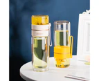 Double Wall Glass Tea Infuser Bottle Tea Tumbler With Infuser Portable Tea Bottle For Loose Tea Travel Tea Mug With Strainer Dual-use Tea Cup-Yellow