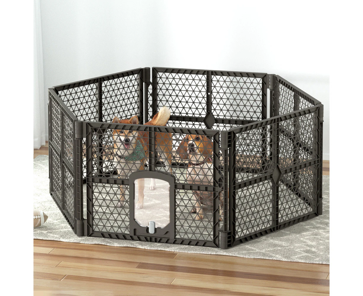 i.Pet Dog Playpen Enclosure 6 Panel Pet Fence Plastic Play Pen