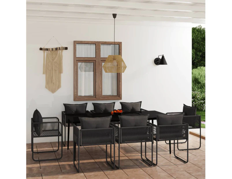 9 Piece Garden Dining Set Black