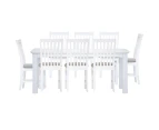 Laelia 9pc Dining Set 220cm Table 8 Chair Acacia Wood Coastal Furniture - White