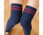 Fashion Sexy Long Socks Striped Over The Knee Thigh High Ladies Stockings - Navy Blue