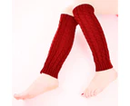 Fashion Winter Knitted Crochet High Knee Leg Warmers Boot Womens Socks Cuff Toppers - Red