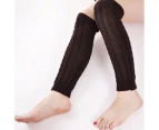 Fashion Winter Knitted Crochet High Knee Leg Warmers Boot Womens Socks Cuff Toppers - Coffee