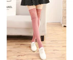 Fashion Thigh-High Over the Knee Socks Long Lace Womens Trim Stockings - Pink