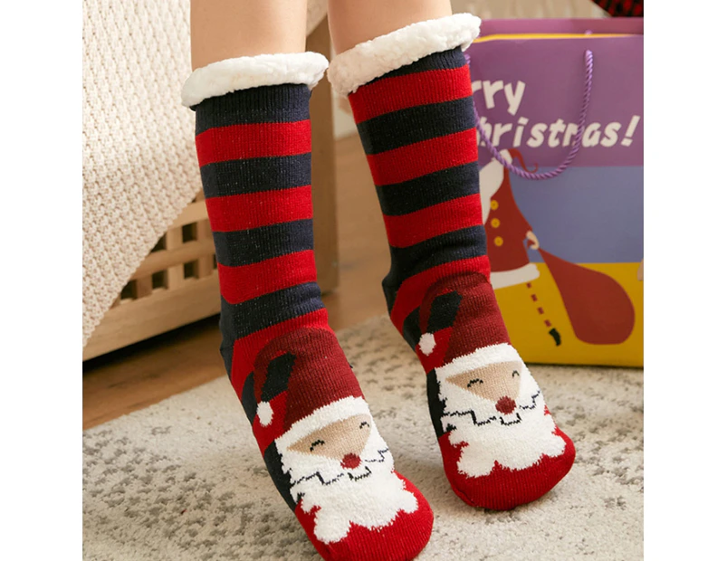 Fashion Christmas Warm Fleece Sleep Floor Slipper Ladies Winter Socks - Hat Old Man