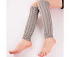 Fashion Winter Knitted Crochet High Knee Leg Warmers Boot Womens Socks Cuff Toppers - Light Grey