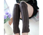 Fashion Winter Knitted Crochet High Knee Leg Warmers Boot Womens Socks Cuff Toppers - Dark Grey