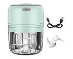 Electric Mini Food Chopper,Electric Garlic Processor,Wireless Portable Waterproof USB Charging Food Mixer-Green,S
