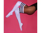 Ladies Striped Over The Knee Socks Thigh High Stretchy Warm Stockings New - White-Black Stripe