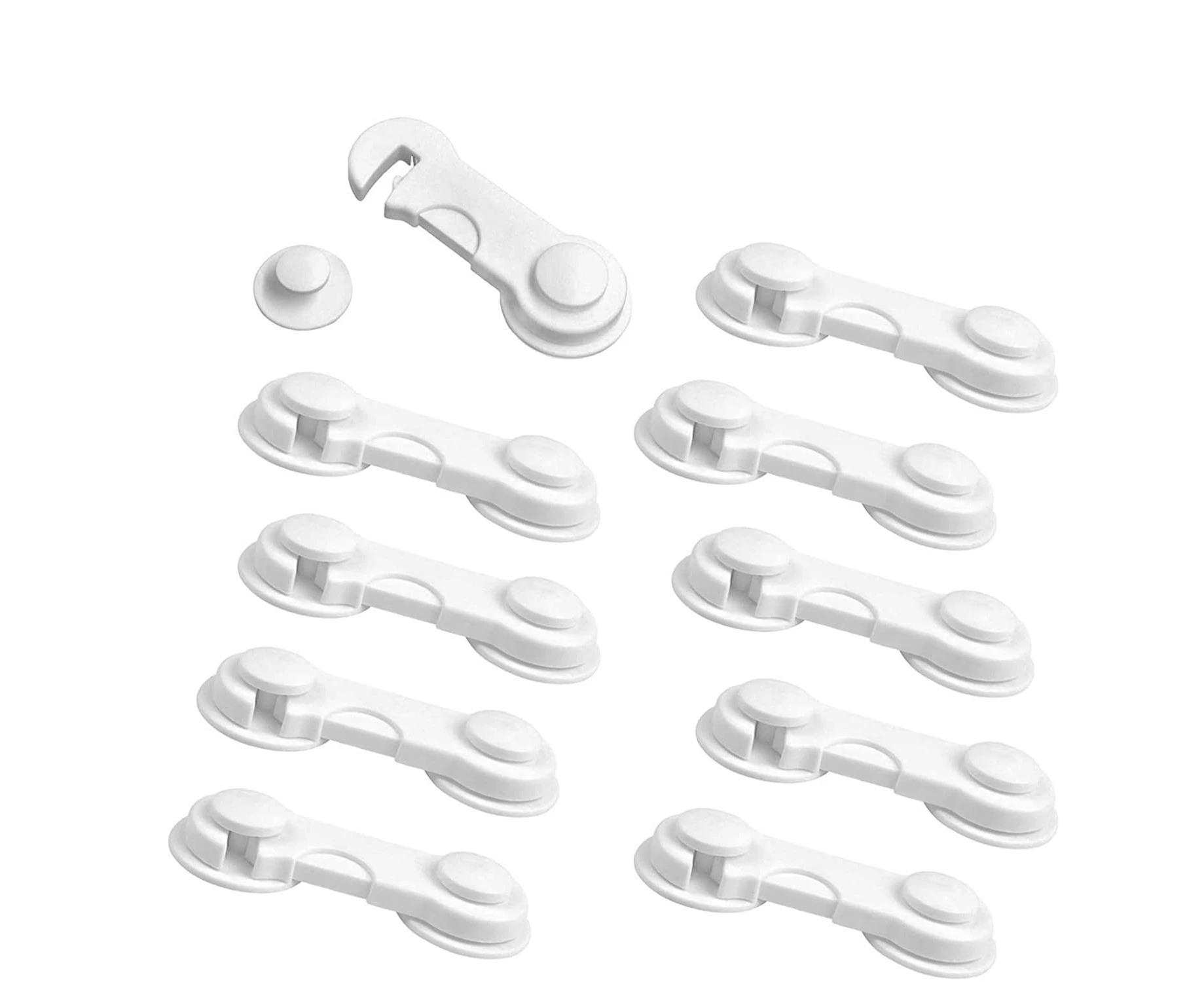 Child Lock Cabinet, [10 Pieces] White Baby Drawer Locks With Strong Adhesive,Baby Closet Lock