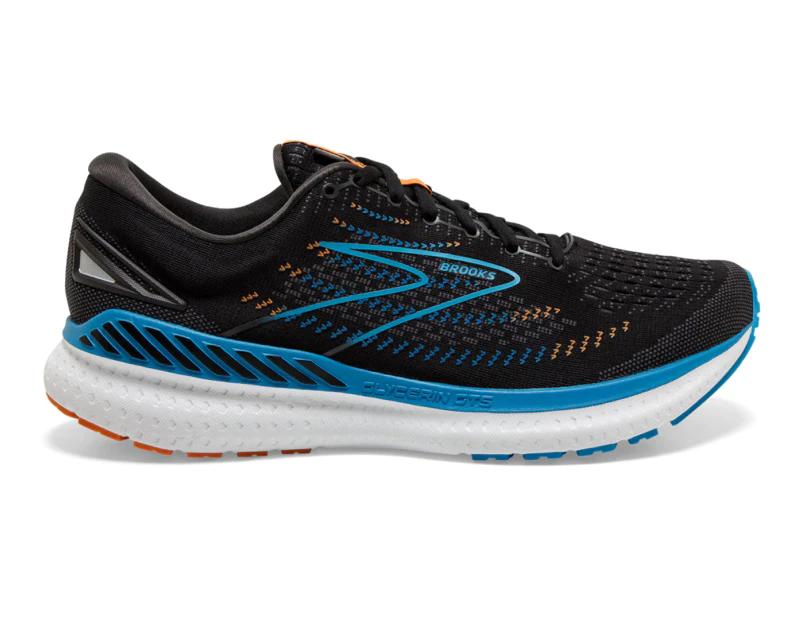 Brooks Men's Glycerin GTS 19 Running Shoes - Black/Blue/Orange