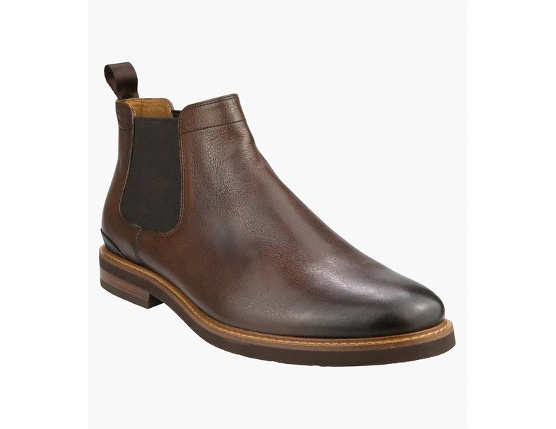 Florsheim Highland Chelsea Men's Plain Toe Gore Boot Shoes - WALNUT
