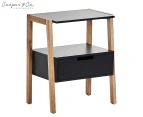 Cooper & Co. 55cm Solid Oak Legno Bedside Table - Black/Natural