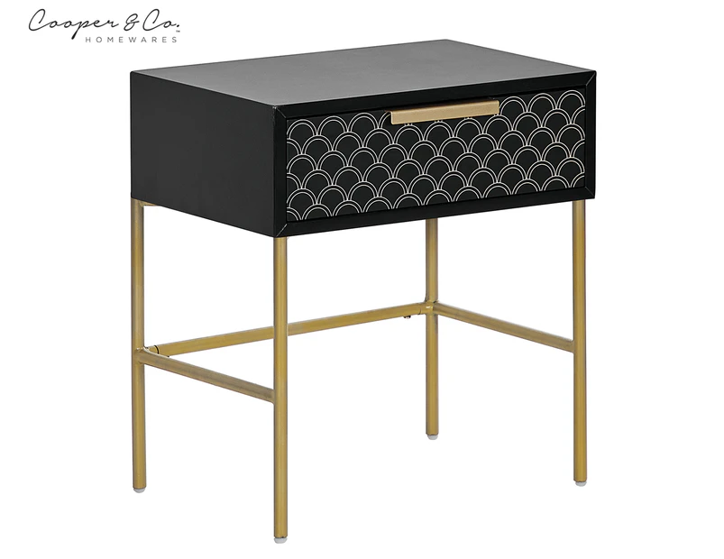 Cooper & Co. 50cm Carina Bedside Table - Black/Gold