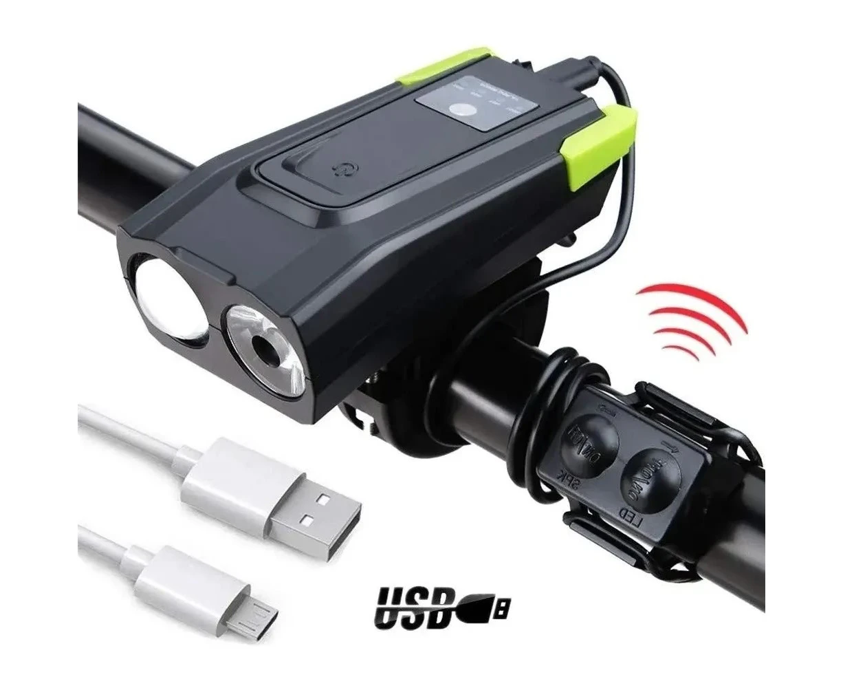 USB Rechargeable Bike Light 15000LM Bicycle Smart Front Lamp T6 LED WIth Horn