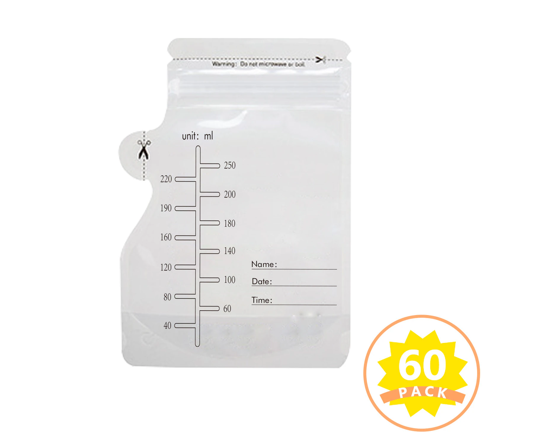 120 Pack Breastmilk Storing Bags Disposable Milk Storage Bag with 250ml Self Standing No-Leak Milk Freezer Storage Pouches