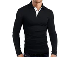 Bonivenshion Men's Long Sleeve Golf Polo Shirts All-match Athletic Henley Shirts for Men Sport Shirts Basic Undershirt - Black