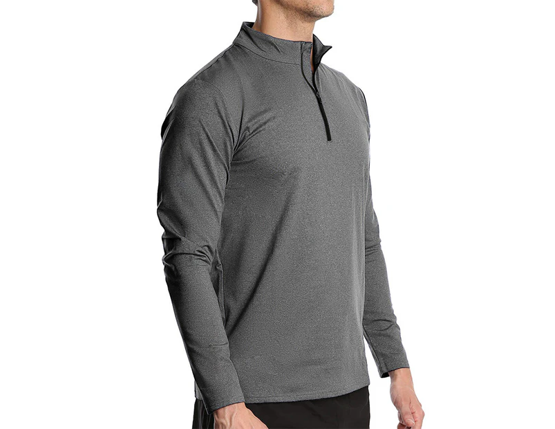 Bonivenshion Men's Long Sleeve Sports Shirts Golf Polo Shirts for Men Athletic Henley Shirts All-match Sport Shirts Basic Undershirt for Men-Light Grey