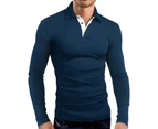 Bonivenshion Men's Long Sleeve Golf Polo Shirts All-match Athletic Henley Shirts for Men Sport Shirts Basic Undershirt - Navy
