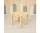 60CM Square Wooden Kids Table and 2 Chairs Set Childrens Desk Pinewood Natural
