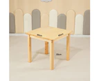 60CM Square Wooden Kids Table and 2 Green Chairs Childrens Desk Pinewood Natural