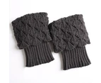 Winter Short Leg Warmers Crochet Ladies Cuffs Ankle Knitted Socks - Dark Grey