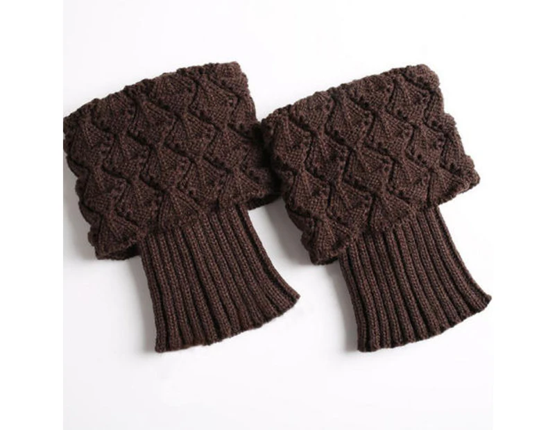 Winter Short Leg Warmers Crochet Ladies Cuffs Ankle Knitted Socks - Coffee