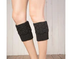 Winter Short Leg Warmers Crochet Ladies Cuffs Ankle Knitted Socks - Dark Grey