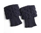 Winter Short Leg Warmers Crochet Ladies Cuffs Ankle Knitted Socks - Navy