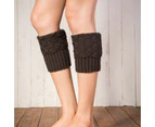 Winter Short Leg Warmers Crochet Ladies Cuffs Ankle Knitted Socks - Coffee