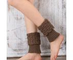 Winter Short Leg Warmers Crochet Ladies Cuffs Ankle Knitted Socks - Brown
