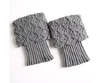 Winter Short Leg Warmers Crochet Ladies Cuffs Ankle Knitted Socks - Light Grey