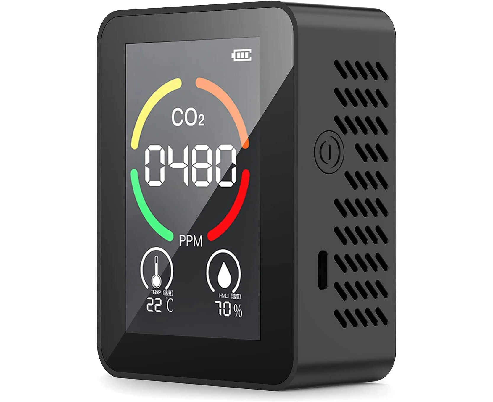 3-in-1 CO2 Air Quality Monitor Carbon Dioxide Detector Temperature Humidity Meter TVOC Detection with LCD Display -Black