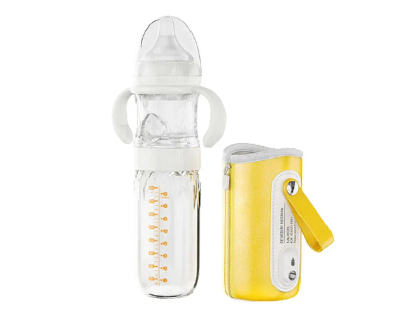 Baby Bottle Travel Feeding Set With Milk Powder Storage With Usb Warmer Three In One - Yellow